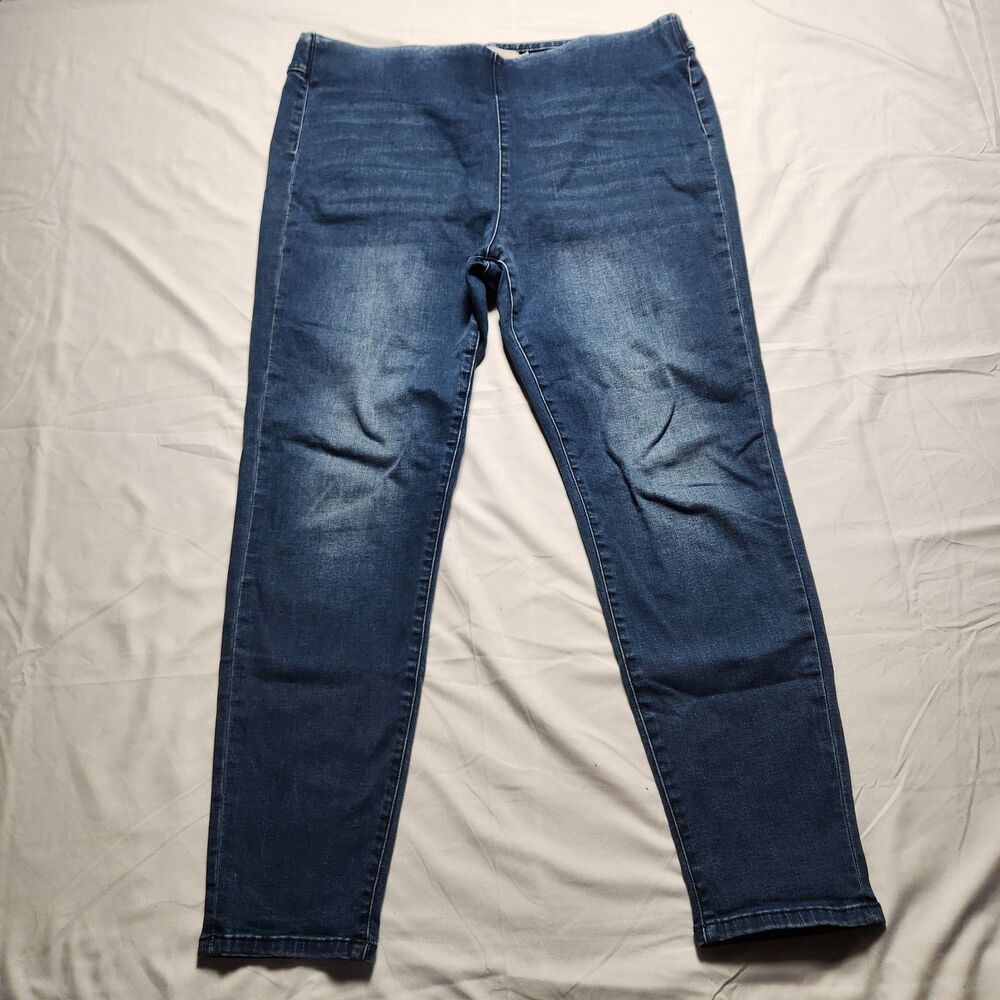 Soft Surroundings Womens XL Pull On Tapered Skinny Leg Jeans Medium Washe Blue
